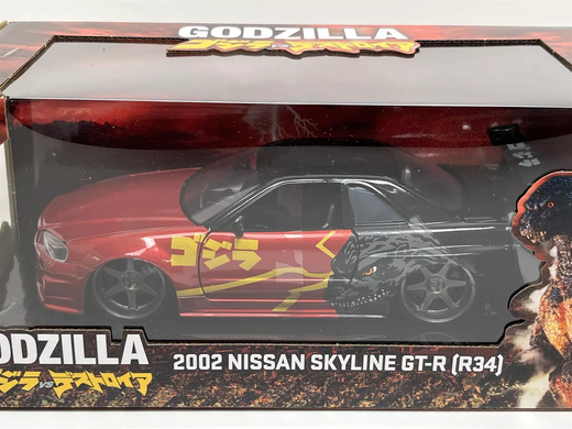 Металева машина Godzilla 1:24 Die Cast 2002 Nissan Skyline GT-R (R34) Jada Toys 253253024