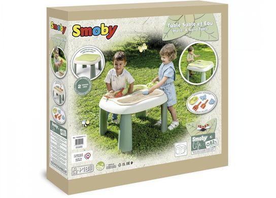 Игровой водный стол-песочница с крышкой и аксессуарами 3в1 Smoby Life Sand and Water Table 7600840111