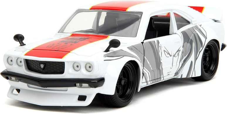 Металева машина One Punch Man 1:24 1974 Mazda RX-3 з фігуркою Сайтама Jada Toys 253255058