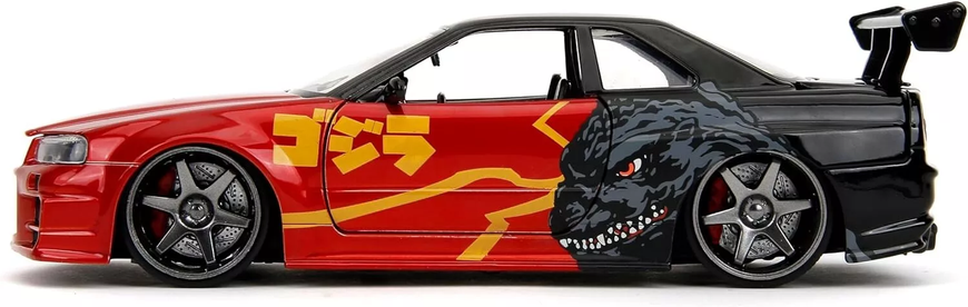 Металева машина Godzilla 1:24 Die Cast 2002 Nissan Skyline GT-R (R34) Jada Toys 253253024