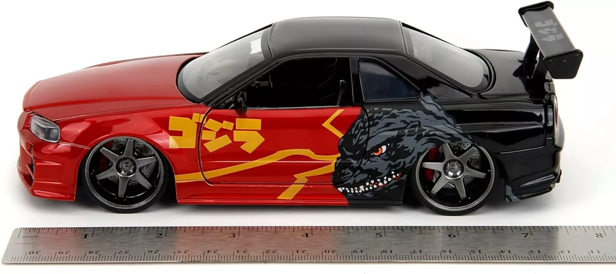 Металева машина Godzilla 1:24 Die Cast 2002 Nissan Skyline GT-R (R34) Jada Toys 253253024
