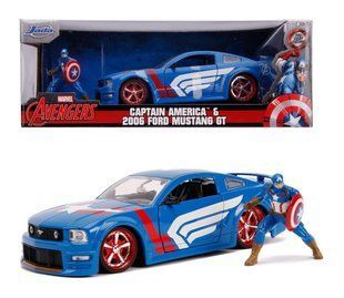 Металева машинка Marvel 2006 Ford Mustang GT (1:24) з фігуркою Капітана Америка Jada Toys 253225007