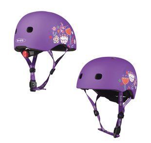 Дитячий захисний шолом фіолетовий з квітами Micro Helmet AC2138BX розмір M 52-56 см