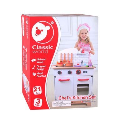Дитяча дерев'яна кухня з аксесуарами Chef's Kitchen Set Classic World CW4201