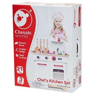 Дитяча дерев'яна кухня з аксесуарами Chef's Kitchen Set Classic World CW4201