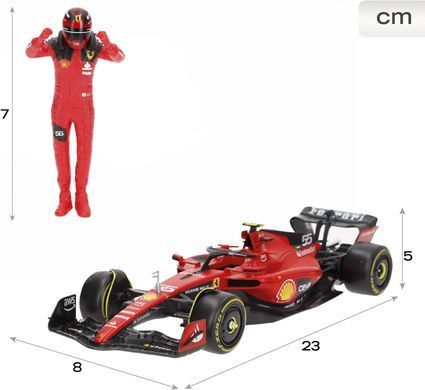 Металева автомодель з фігуркою водія Ferrari SF-23 (1:24) Bburago 18-26809 в асортименті