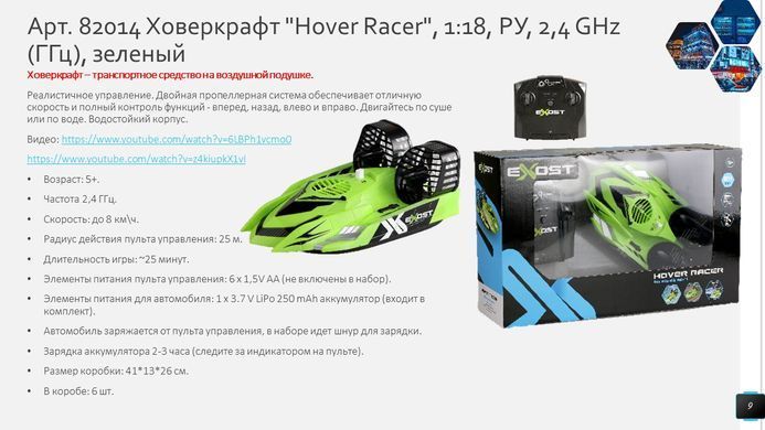 Радиоуправляемый катер на воздушной подушке Ховеркрафт Exost Hover Racer (1:18, 2.4GHz) Silverlit 82014