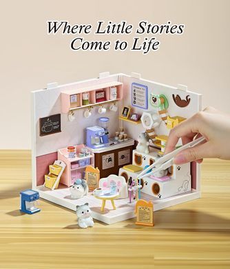 Конструктор-румбокс Mini House Котокафе Fairy Care Dreamy Bay-Scene Cat Cafe 8007 з LED освітленням
