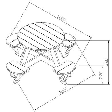 Дитячій дерев'яний стіл для пікніка Ufo UFO Picnic Table Axi A031.002.01 на 4 місця