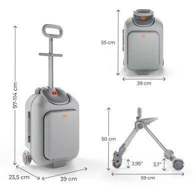 Детский чемодан-каталка 2 в 1 Kinderkraft Cabby Grey KACABB00GRY0000