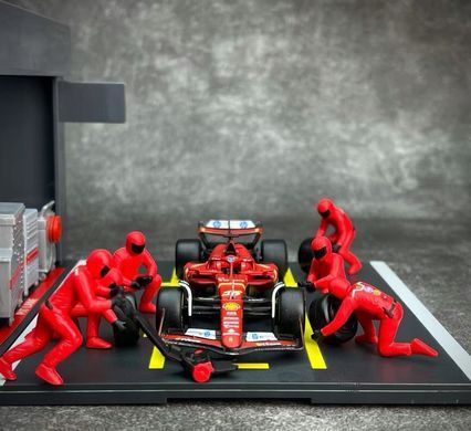 Игровой набор из серии Formula Pit Pass с болидом Ferrari SF-24 Bburago 18-36862 (#16) масштаб 1/43