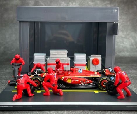 Игровой набор из серии Formula Pit Pass с болидом Ferrari SF-24 Bburago 18-36862 (#16) масштаб 1/43
