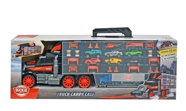 Игровой набор Грузовик перевозчик авто XXL Truck Carry Case Dickie Toys 3749023 (62 см, 8 машин, вертолет)