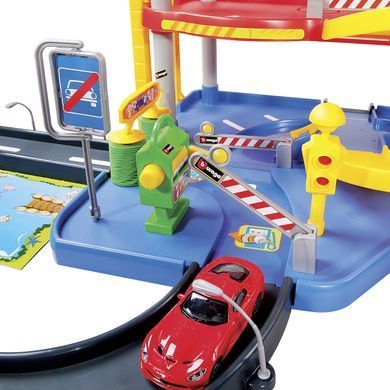 Игровой набор Гараж 1:43 Bburago Street Fire Parking Playset 18-30025 (3 уровня, 2 машинки)