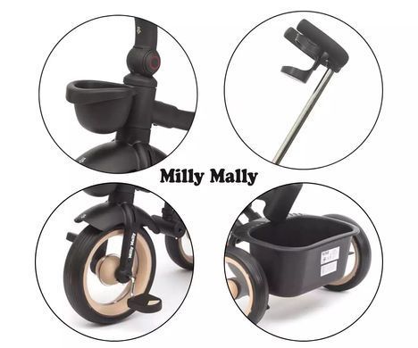 Дитячий триколісний велосипед Milly Mally Twinkle Beige MMTW02B з поворотним сидінням