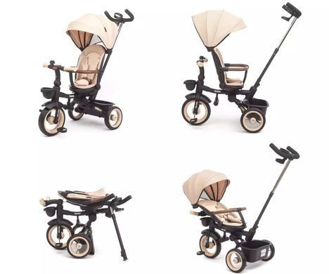 Дитячий триколісний велосипед Milly Mally Twinkle Beige MMTW02B з поворотним сидінням
