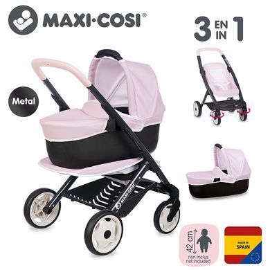 Коляска для ляльки 3в1 зі з'ємною люлькою Maxi-Cosi and Quinny Smoby 7600253121 рожева перлина