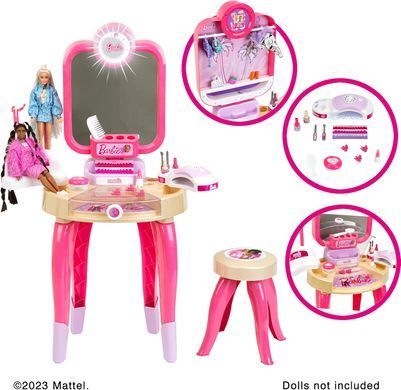 Дитячій туалетний столик Barbie Beauty studio Happy Vibes Theo Klein 5721 з лампою для нігтів