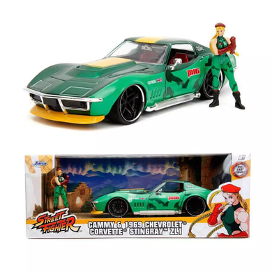 Металева машинка 1:24 Street Fighter 1969 Chevrolet Corvette Stingray ZL1 з фігуркою Cammy Jada Toys 253255061