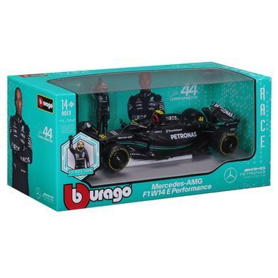 Металлическая машинка с фигуркой водителя Mercedes-AMG F1 W14 E Performance (1:24) Bburago 18-28037