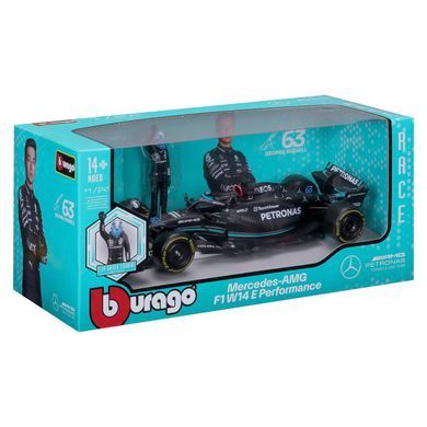 Металлическая машинка с фигуркой водителя Mercedes-AMG F1 W14 E Performance (1:24) Bburago 18-28037