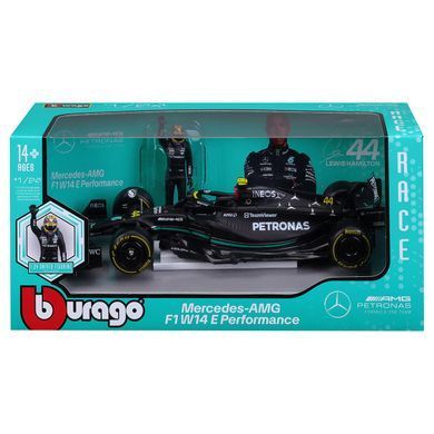 Металлическая машинка с фигуркой водителя Mercedes-AMG F1 W14 E Performance (1:24) Bburago 18-28037