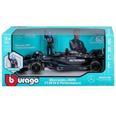 Металлическая машинка с фигуркой водителя Mercedes-AMG F1 W14 E Performance (1:24) Bburago 18-28037