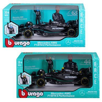 Металлическая машинка с фигуркой водителя Mercedes-AMG F1 W14 E Performance (1:24) Bburago 18-28037