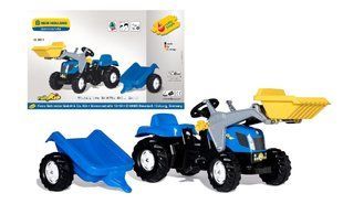 Педальний трактор rollyKid New Holland Rolly Toys 023929 з ковшем та причепом