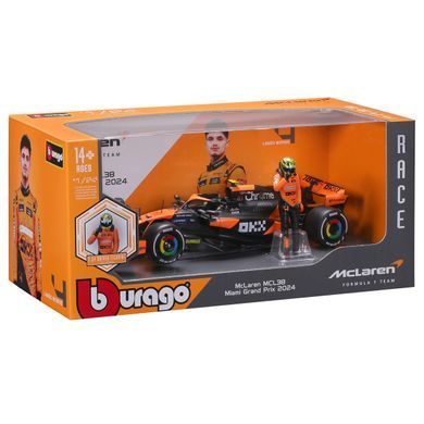 Металлическая машинка с фигуркой водителя McLaren MCL38 (1:24) Bburago 18-28040