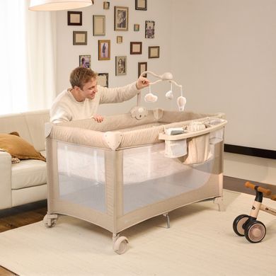 Детская кроватка-манеж с пеленатором Kinderkraft Leody Up Beige KCLEODUPBEG00AC