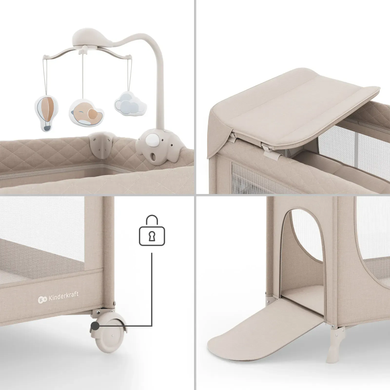 Детская кроватка-манеж с пеленатором Kinderkraft Leody Up Beige KCLEODUPBEG00AC