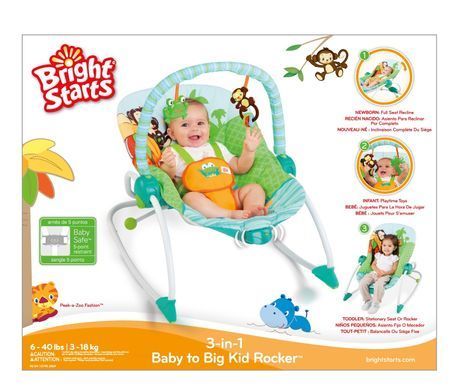 Уценка Кресло-качель Сны в саване 3в1 Baby to Big Kid Rocker Peek-a-Zoo Fashion Bright Starts Kids II