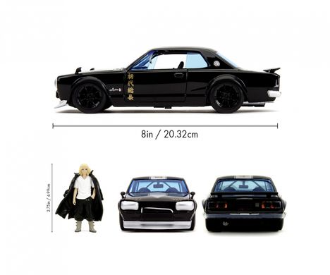 Металева машинка 1:24 Tokyo Revengers 1971 Nissan Skyline GT-R з фігуркою Mikey Jada Toys 253255064