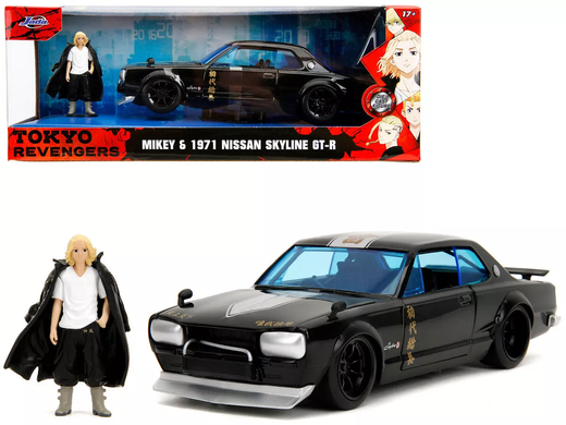 Металлическая машинка 1:24 Tokyo Revengers 1971 года Nissan Skyline GT-R с фигуркой Mikey Jada Toys 253255064