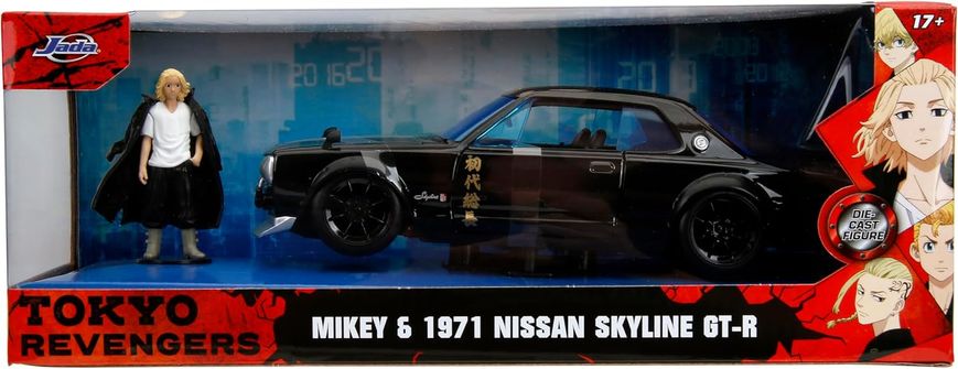 Металева машинка 1:24 Tokyo Revengers 1971 Nissan Skyline GT-R з фігуркою Mikey Jada Toys 253255064