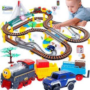 Электрическая железная дорога с гоночным треком 2в1 mini Cartoon Electric Train Race Track Woopie 30425