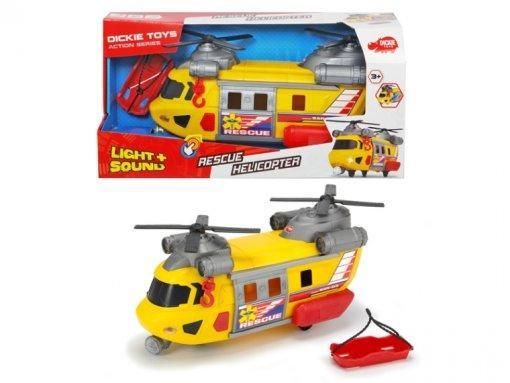 Вертолет (30 см) Служба спасения с лебедкой Rescue Helicopter Dickie Toys 3306004 звук и свет