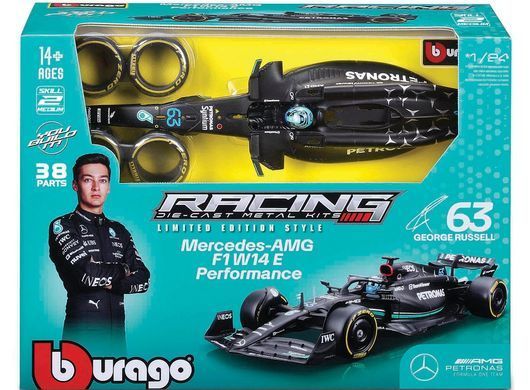 Металевий авто-конструктор metal kits Mercedes-AMG F1 W14 E Performance (1:24) Bburago 18-28510 в асортименті
