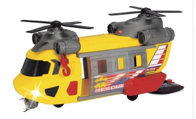 Вертолет (30 см) Служба спасения с лебедкой Rescue Helicopter Dickie Toys 3306004 звук и свет