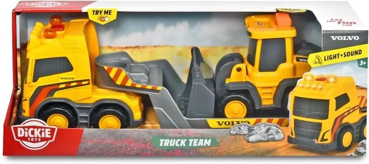 Игровой набор Грузовик Вольво (32 см) с экскаватором Volvo Truck Team Dickie Toys 3725009 звук и свет