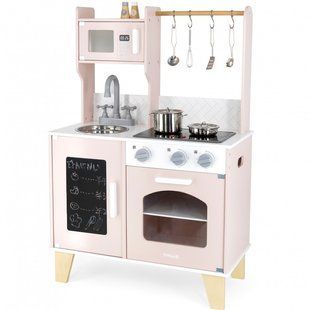 Дитяча дерев'яна кухня з посудом PolarB Viga Toys 44082 рожева