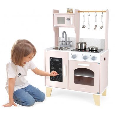 Дитяча дерев'яна кухня з посудом PolarB Viga Toys 44082 рожева