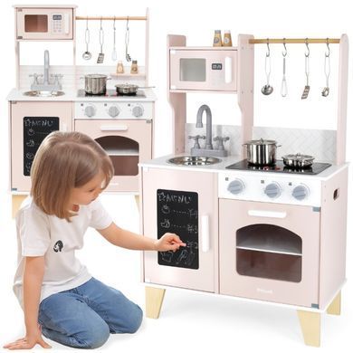 Дитяча дерев'яна кухня з посудом PolarB Viga Toys 44082 рожева