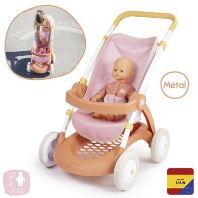 Прогулочная коляска для кукол с корзиной Baby Nurse Smoby 7600254024 терракотовая пудра