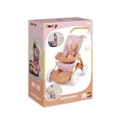 Прогулочная коляска для кукол с корзиной Baby Nurse Smoby 7600254024 терракотовая пудра
