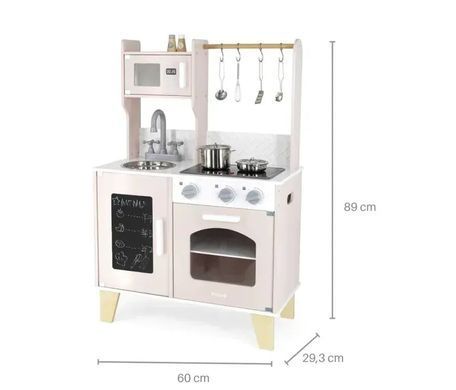 Дитяча дерев'яна кухня з посудом PolarB Viga Toys 44082 рожева