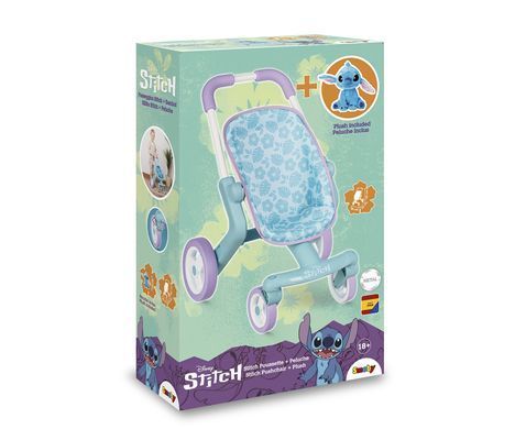 Прогулочная коляска Stitch Pushchair Smoby 7600251225 с плюшевой игрушкой Стич