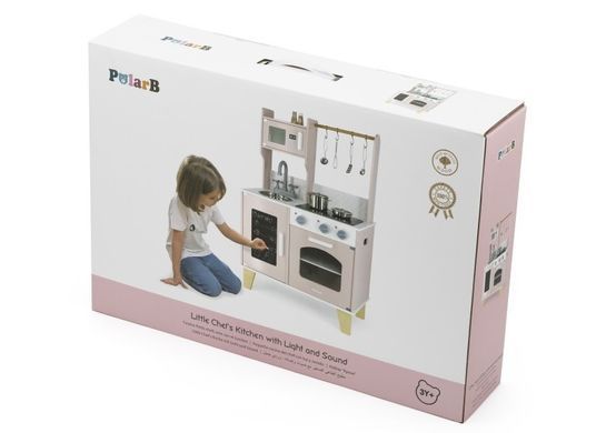 Дитяча дерев'яна кухня з посудом PolarB Viga Toys 44082 рожева