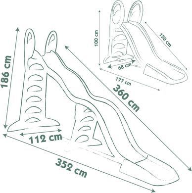 Детская мега горка (спуск 360 или 150 см) 2в1 Toboggan Super Megagliss Smoby Life 7600820201